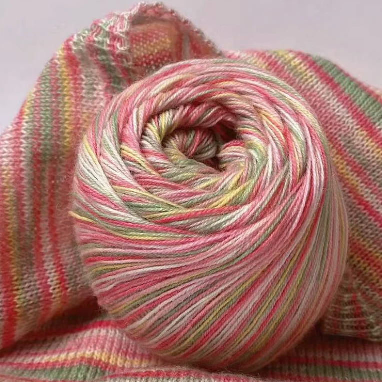 美丽诺羊毛50g彩虹段染手工线团宝宝毛衣围巾diy编织