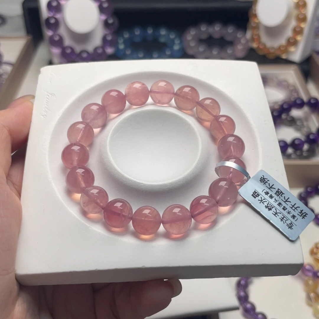 水晶手串未镶嵌马达加斯加岛紫马粉10m