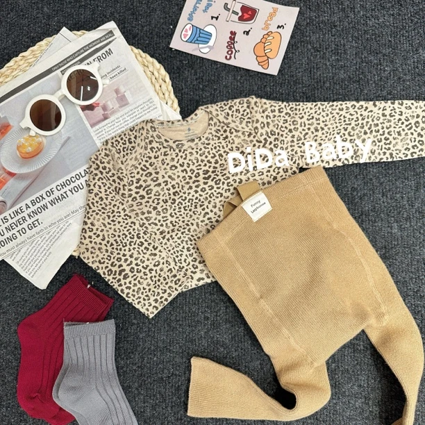 【经典豹豹】25早春宝宝四季款长袖连体包屁衣豹纹印花三角爬