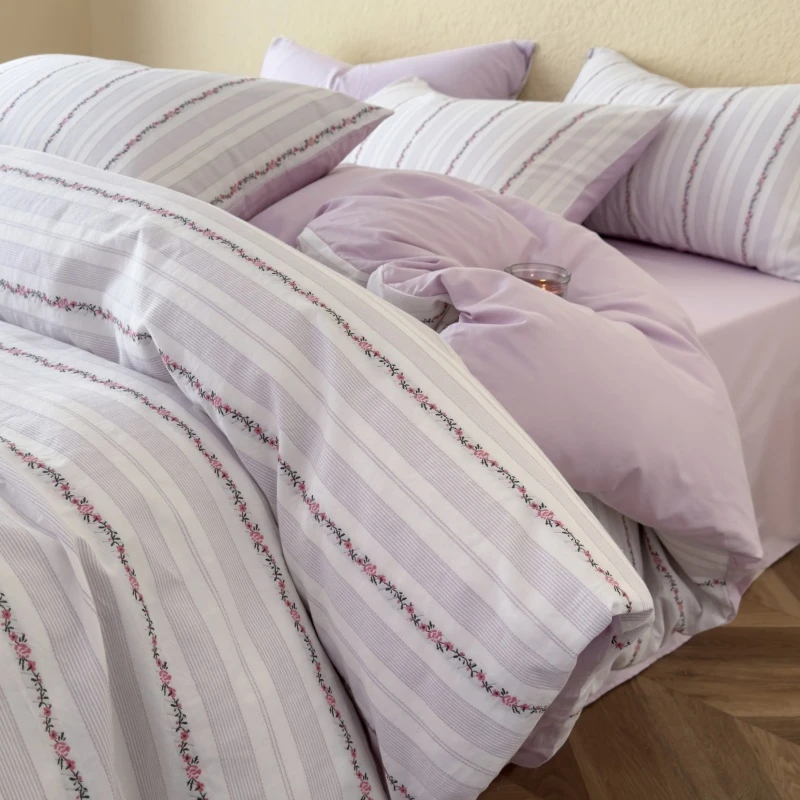 A类纯棉小清新大提花纯棉四件套床单200*230被套1.8米床上四件套