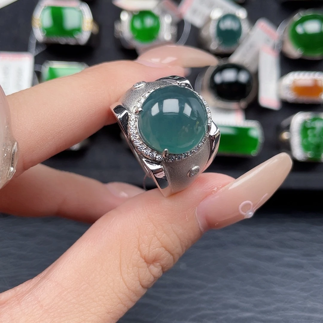 翡翠戒指银S925镶嵌编号3264 没有运费险