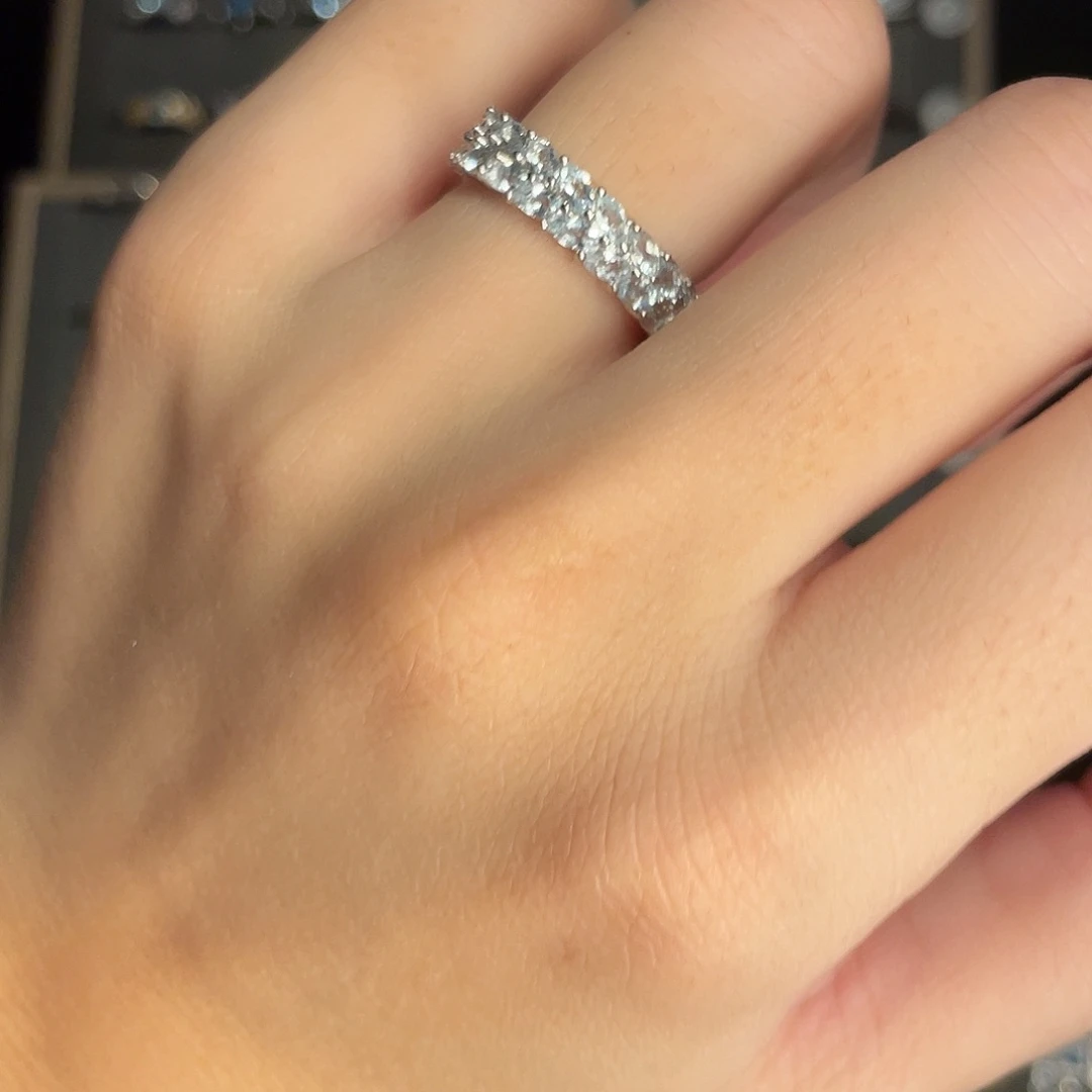 娜***呦海蓝宝石戒圈银S925镶嵌拍四份