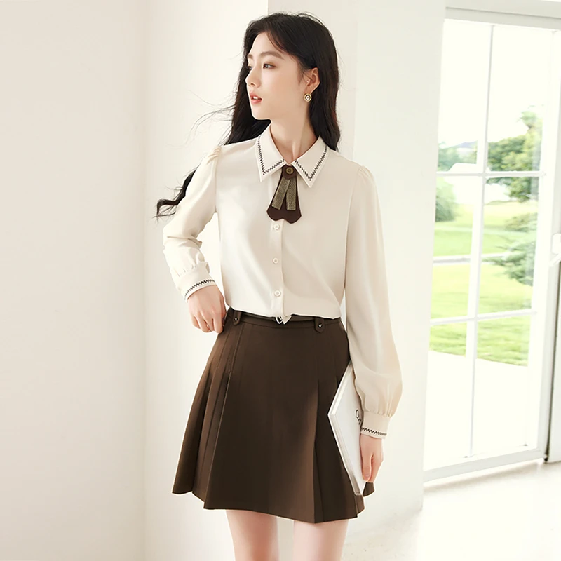 【小余专属】C844322衬衫 香影学院风衬衫女雪纺2024秋冬新款长袖