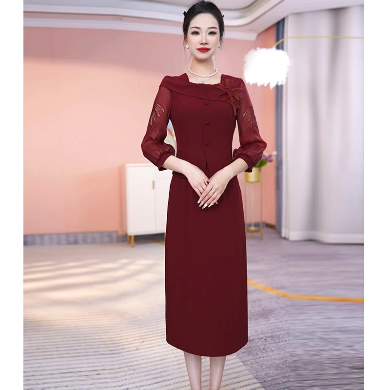 JG-25191 新款2025年春季精致气质假两件连衣裙时尚显瘦 M-4XL