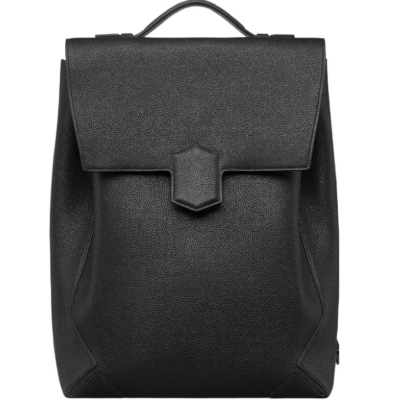 99新 Hermes/爱马仕 苏缘男士经典低调全皮黑色双肩包男包奢侈品