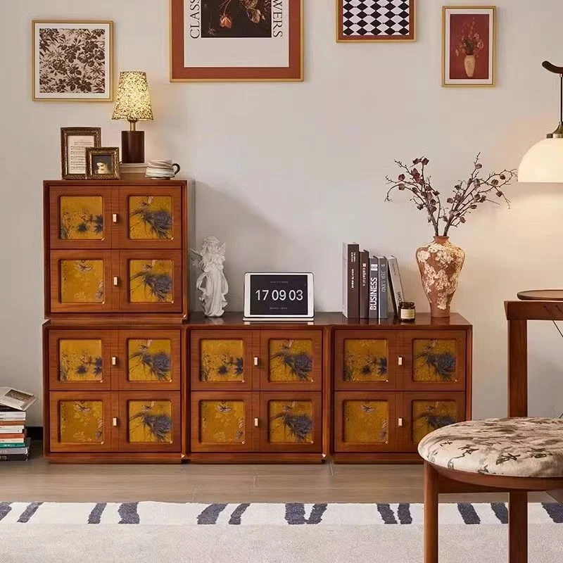 狄塔实木香云纱中古斗柜模块组合柜客厅卡门柜电视柜床头柜组合