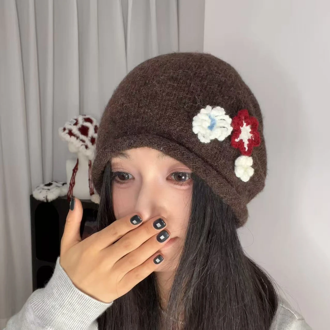 秋冬新款三花冷帽女帽