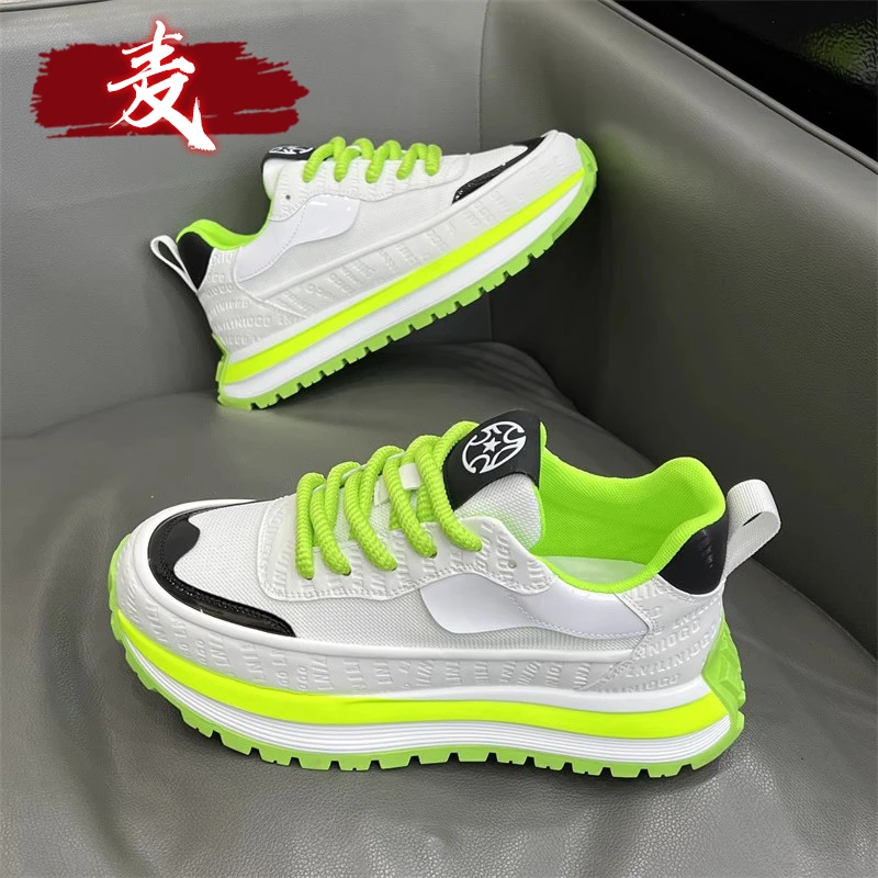 欧洲站男鞋休闲青少年2025夏季新款厚底网面运动透气老爹阿甘鞋男