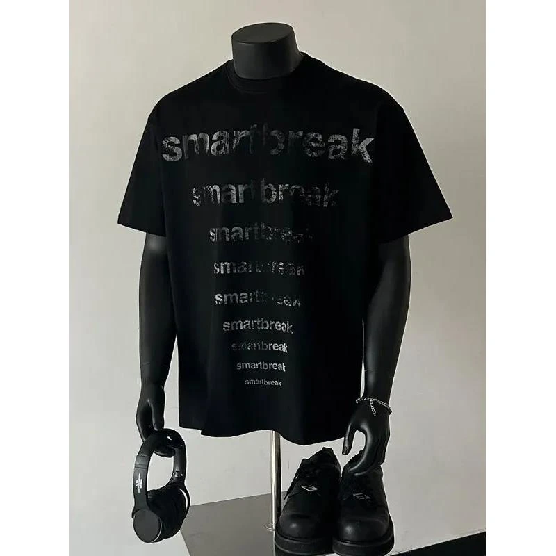 280克重磅夏季美式复古街头字母印花短袖T恤男女潮流百搭上秀禾服