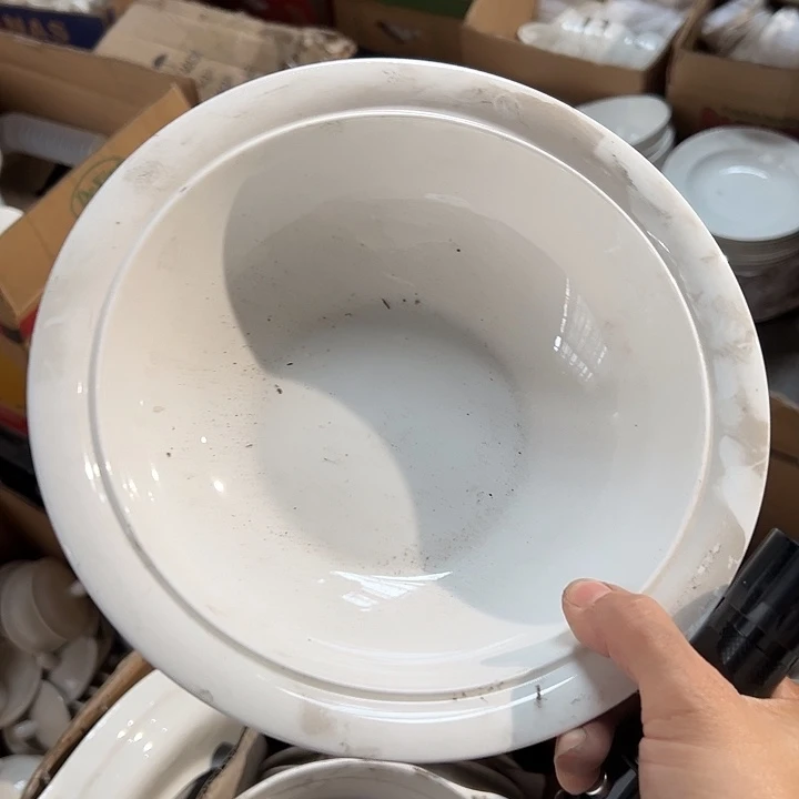 国营尾货骨瓷盆一对口径23
