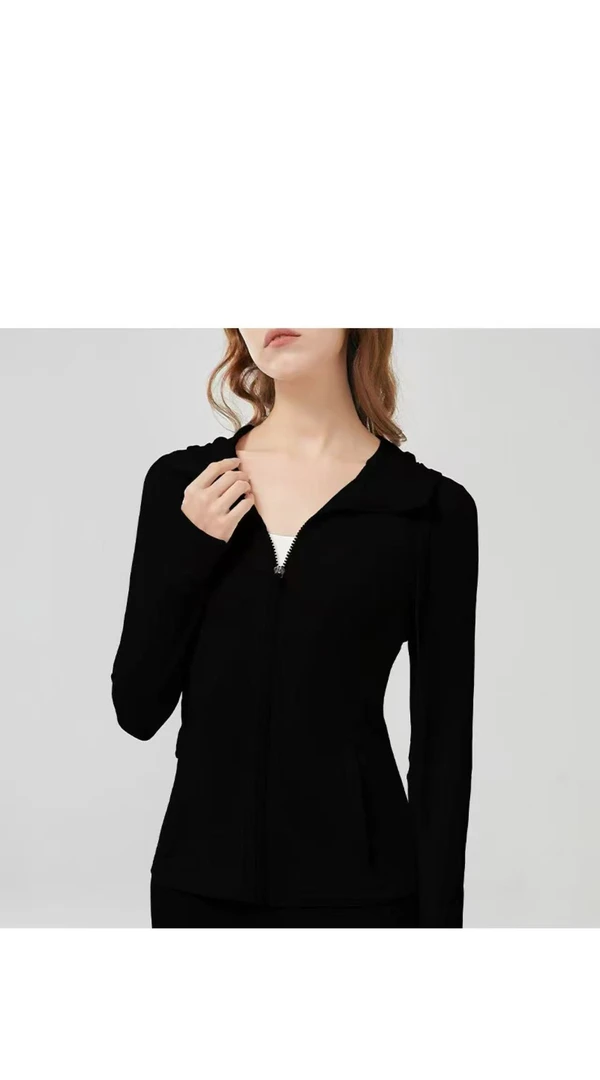lu家同款短款修身define瑜伽服连帽夹克女士显瘦运动健身防晒外套