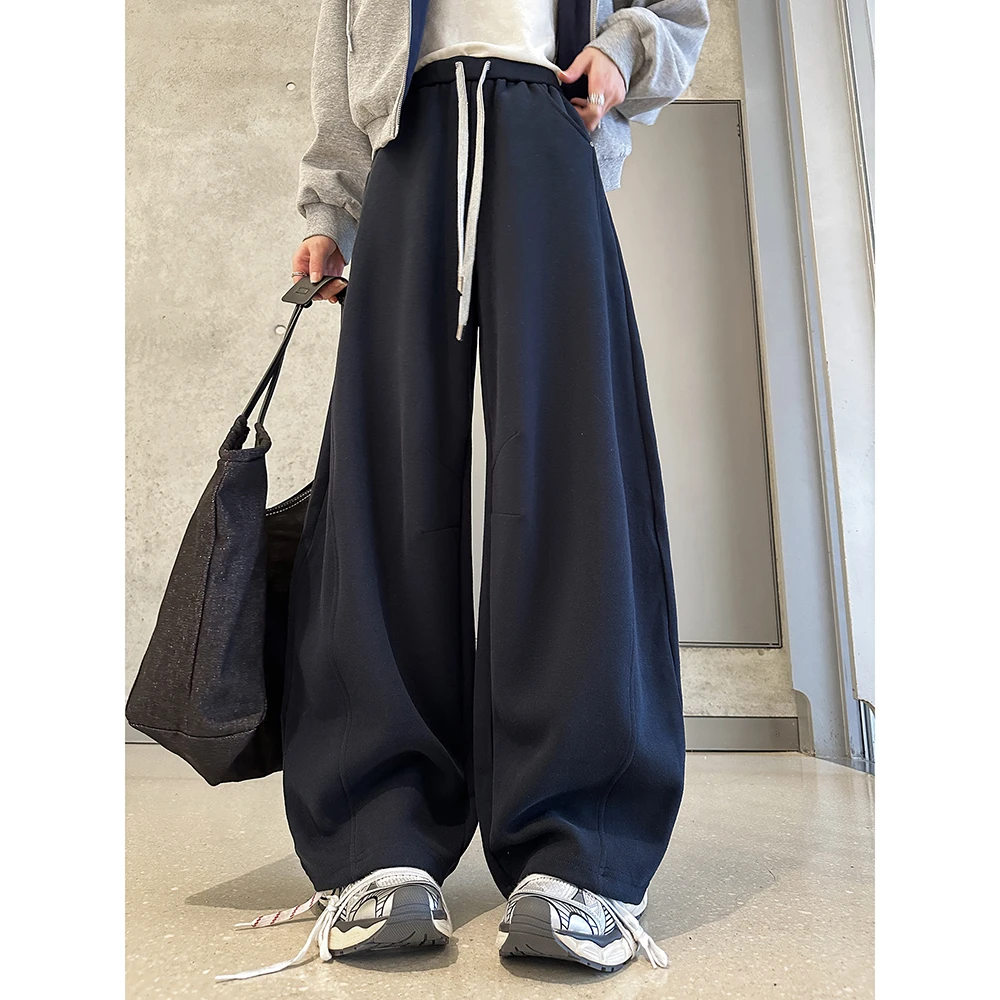动感少女美式阔腿运动裤女秋季2025新款高腰宽松休闲直筒裤子