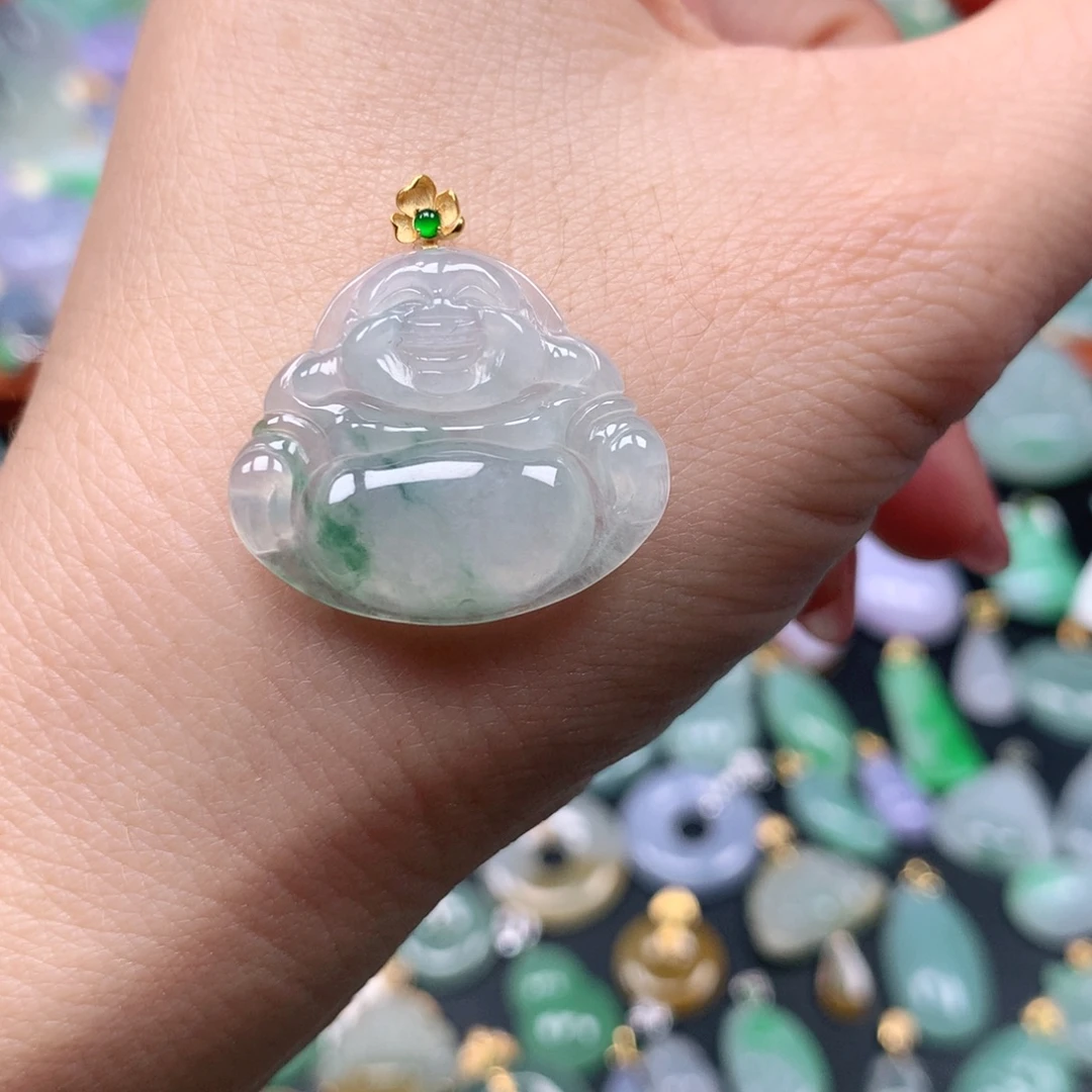 翡翠18K金镶嵌吊坠(不含链)