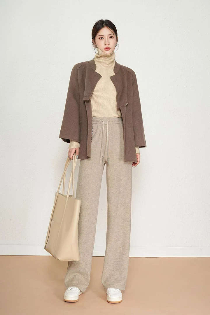 休闲显瘦显腿长垂感加绒加厚阔腿裤秋冬新款