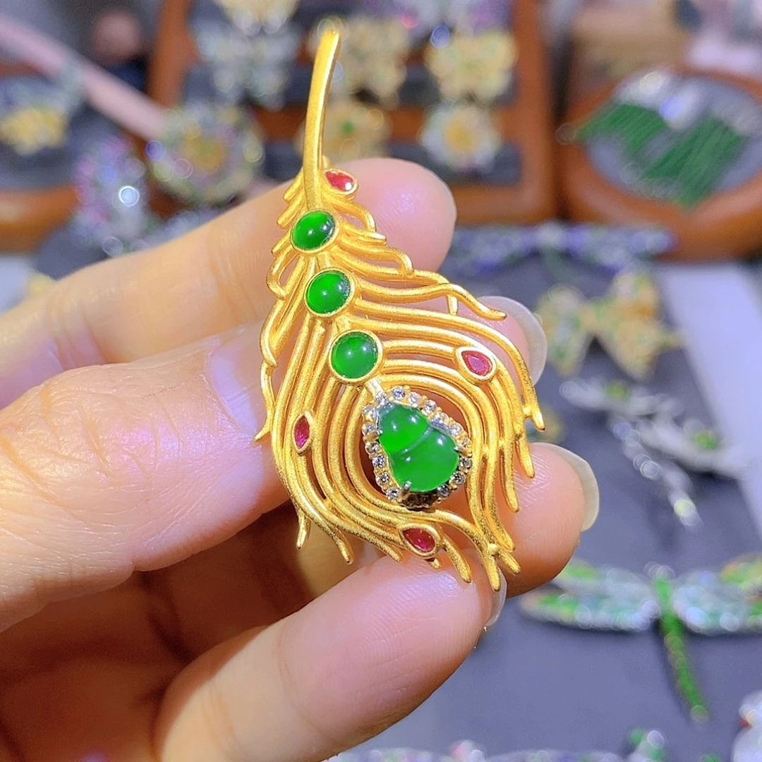 颈饰银S925镶嵌翡翠