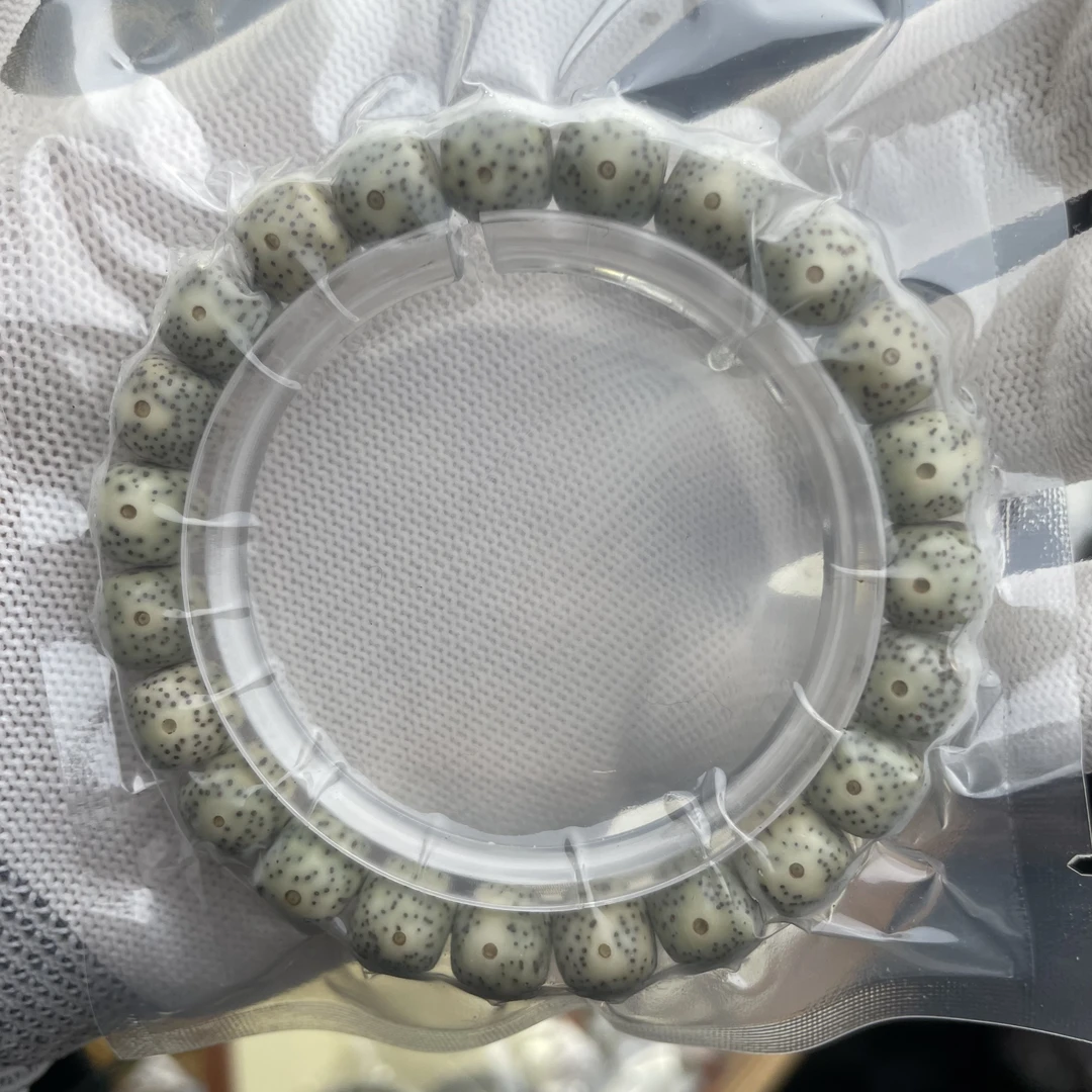 海南原生态石玉料9×10桶珠单圈