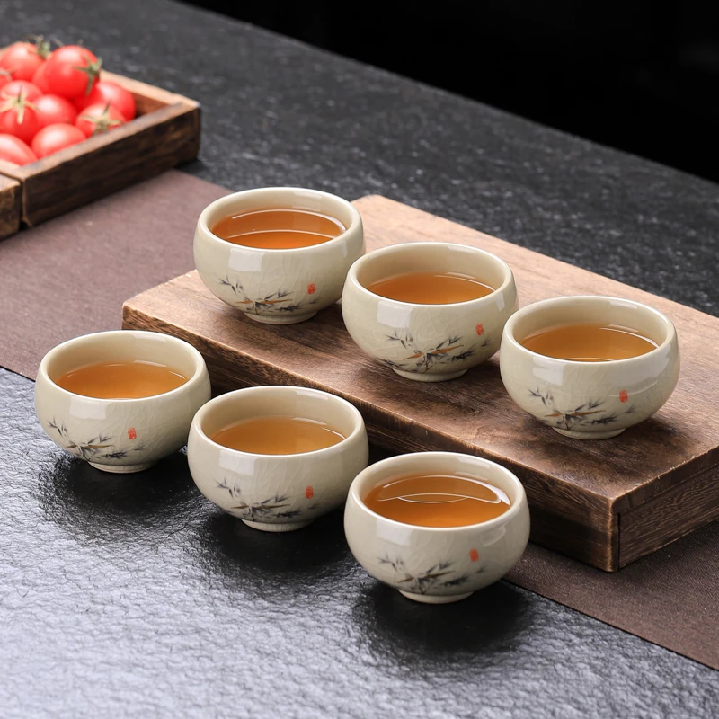 哥窑富竹茶杯开片可养功夫茶具品茗杯单杯主人杯个人专用陶瓷小盏