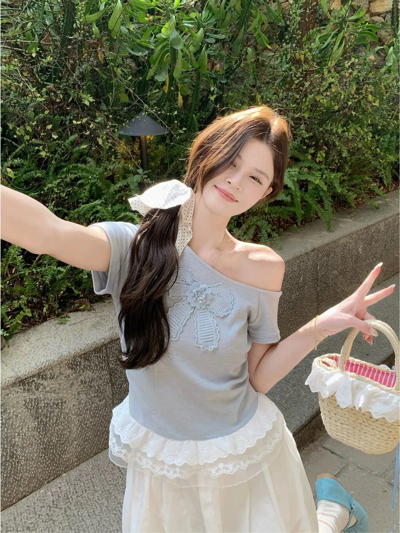 【短袖合集100-199号】春夏短袖T恤女拼接辣妹内搭外穿修身百搭上衣