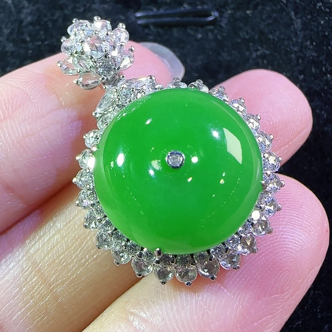 翡翠18K金镶嵌吊坠(不含链)