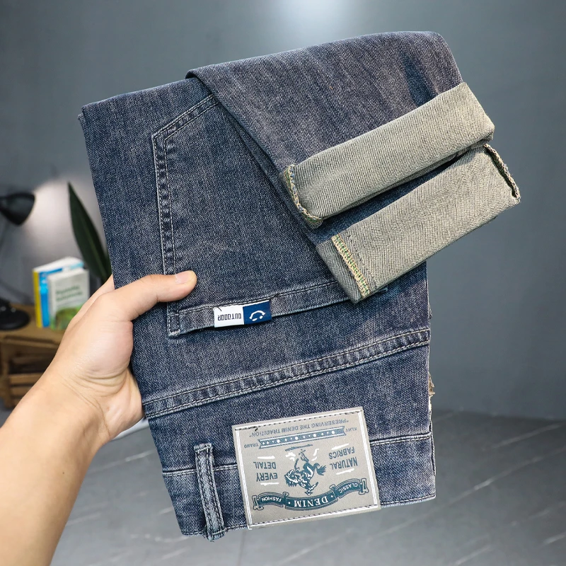 2025夏季薄款刺绣潮流男士牛仔裤直筒休闲百搭薄款印花长裤子男裤