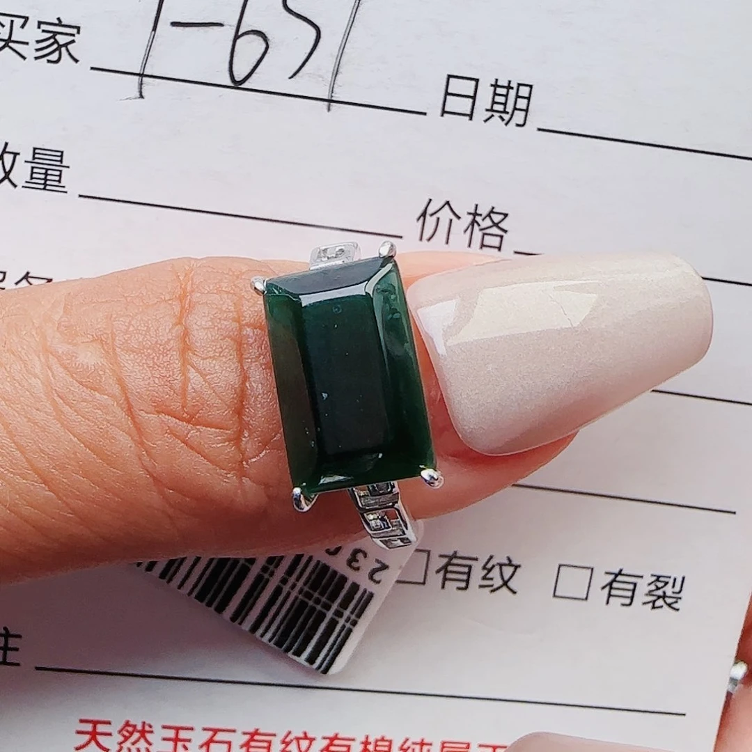 翡翠戒指银S925镶嵌戒指