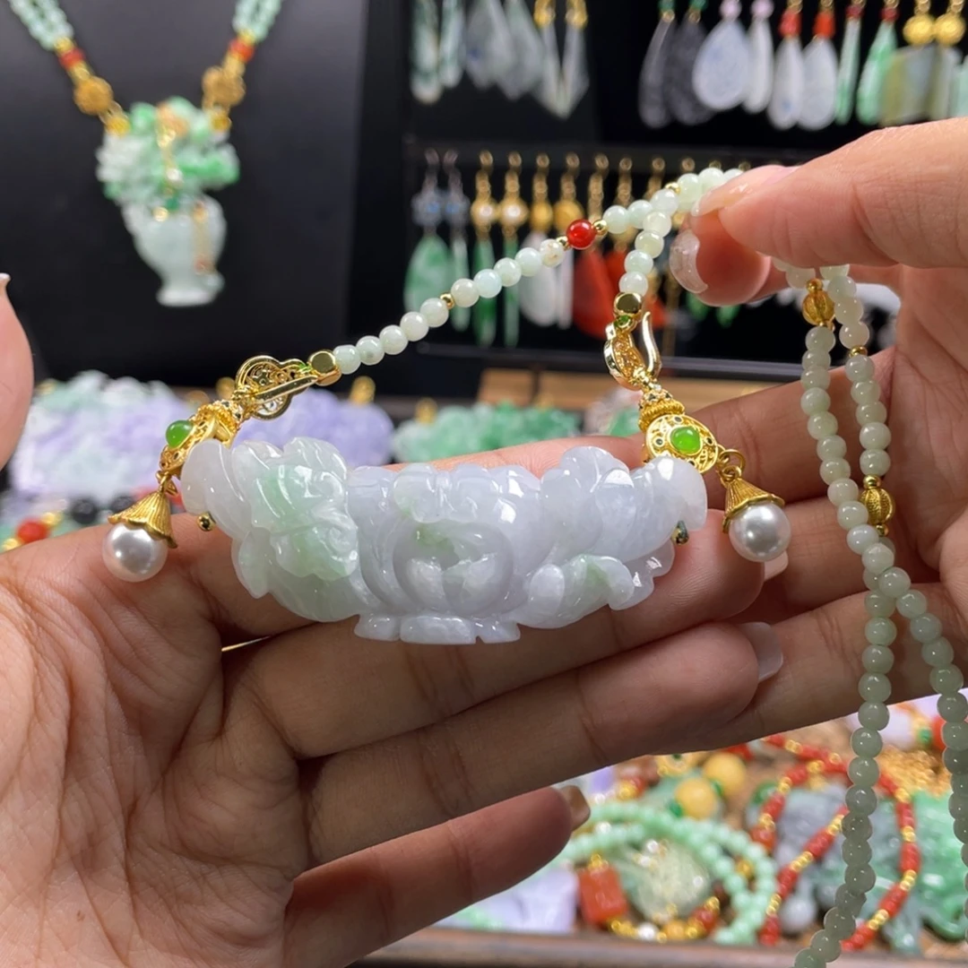 翡翠未镶嵌颈饰代编织