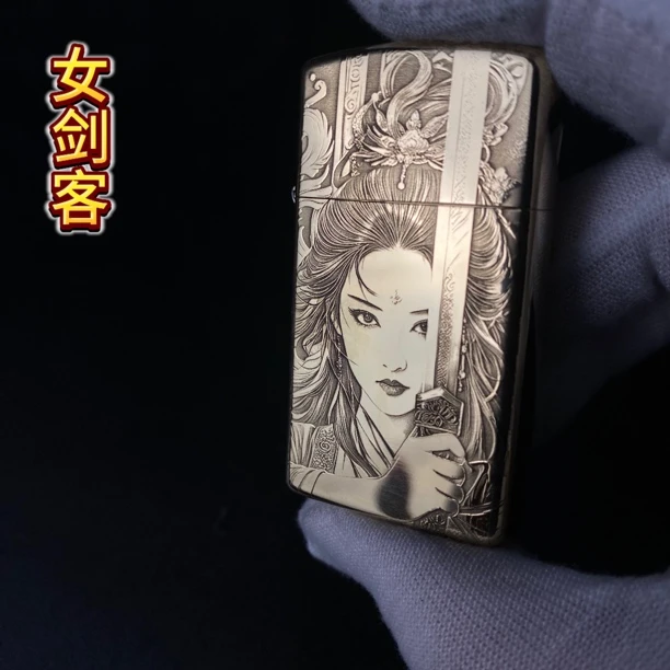 佐罗黄铜909宅机写实精雕女剑客，送朋友的礼物个性经典