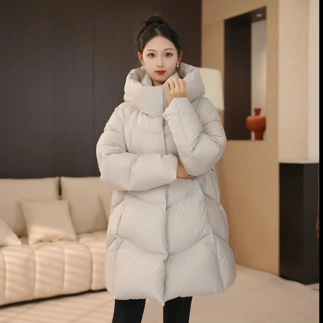 78031长款泡芙款羽绒服灰色（M衣长85左右）瑕疵