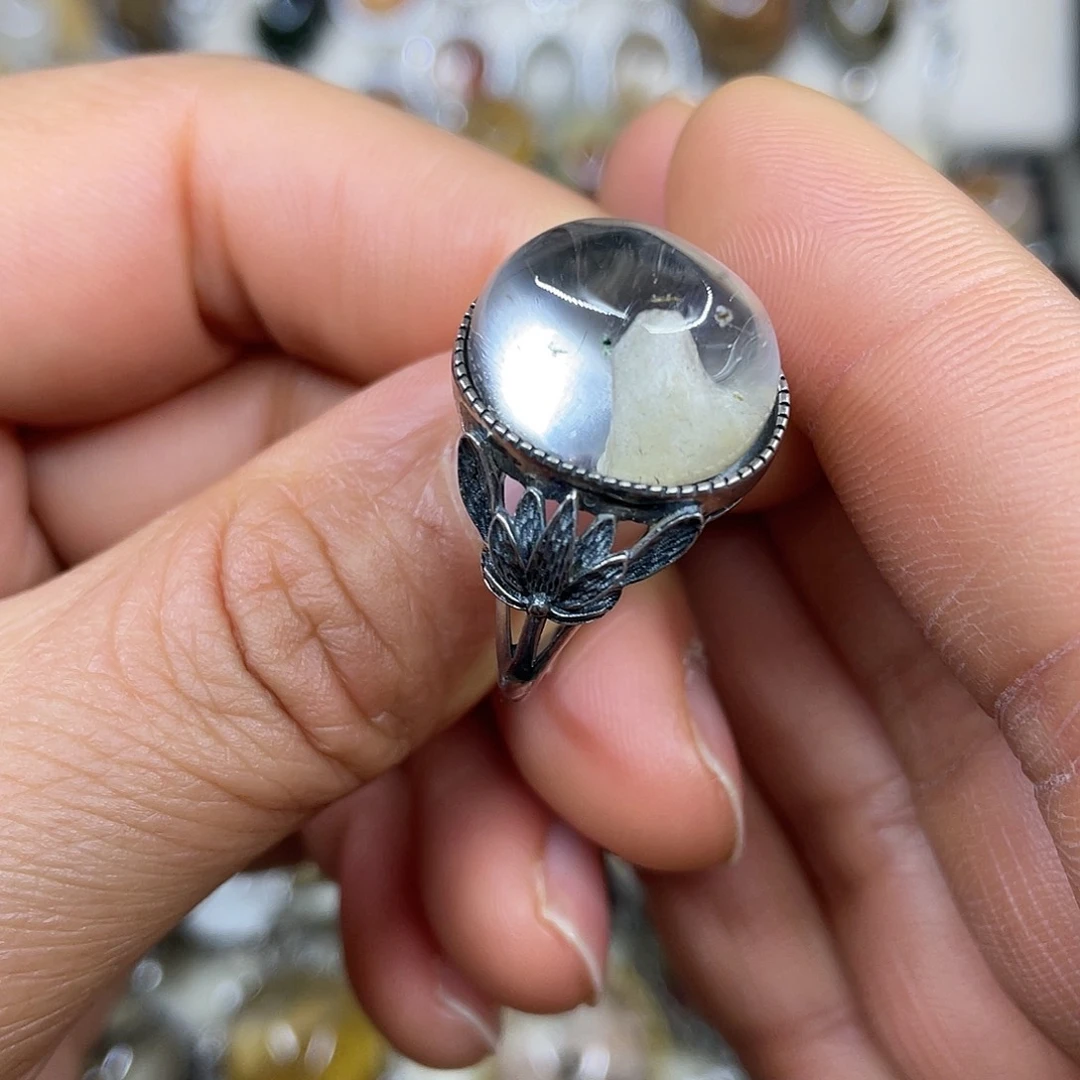 【闪购商品】银S925镶嵌珠宝半成品水晶戒指