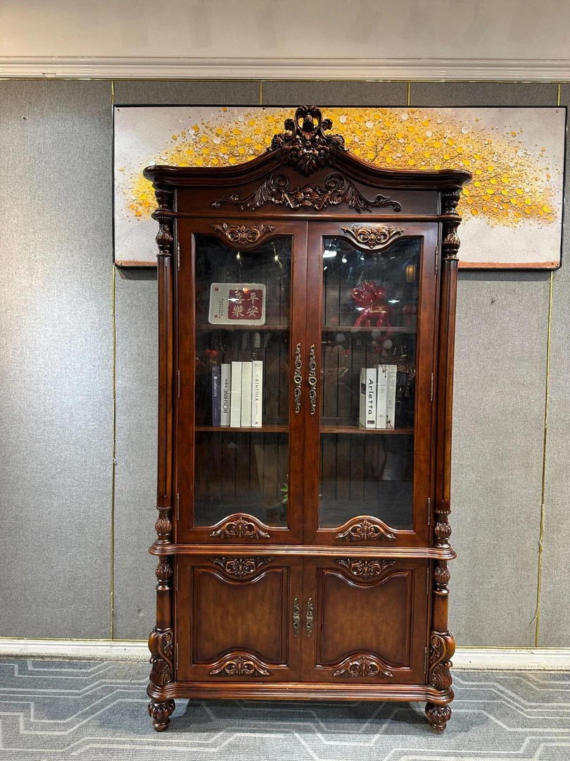 SG114两门书柜 1200*520*2300 美式古典书柜酒柜