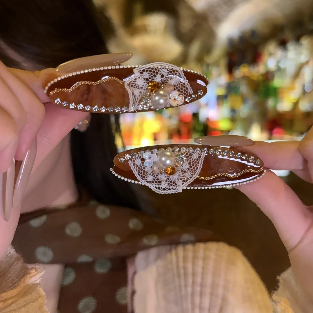 轻奢精致秋冬爆款气质蕾丝发夹百搭质感高品质边夹