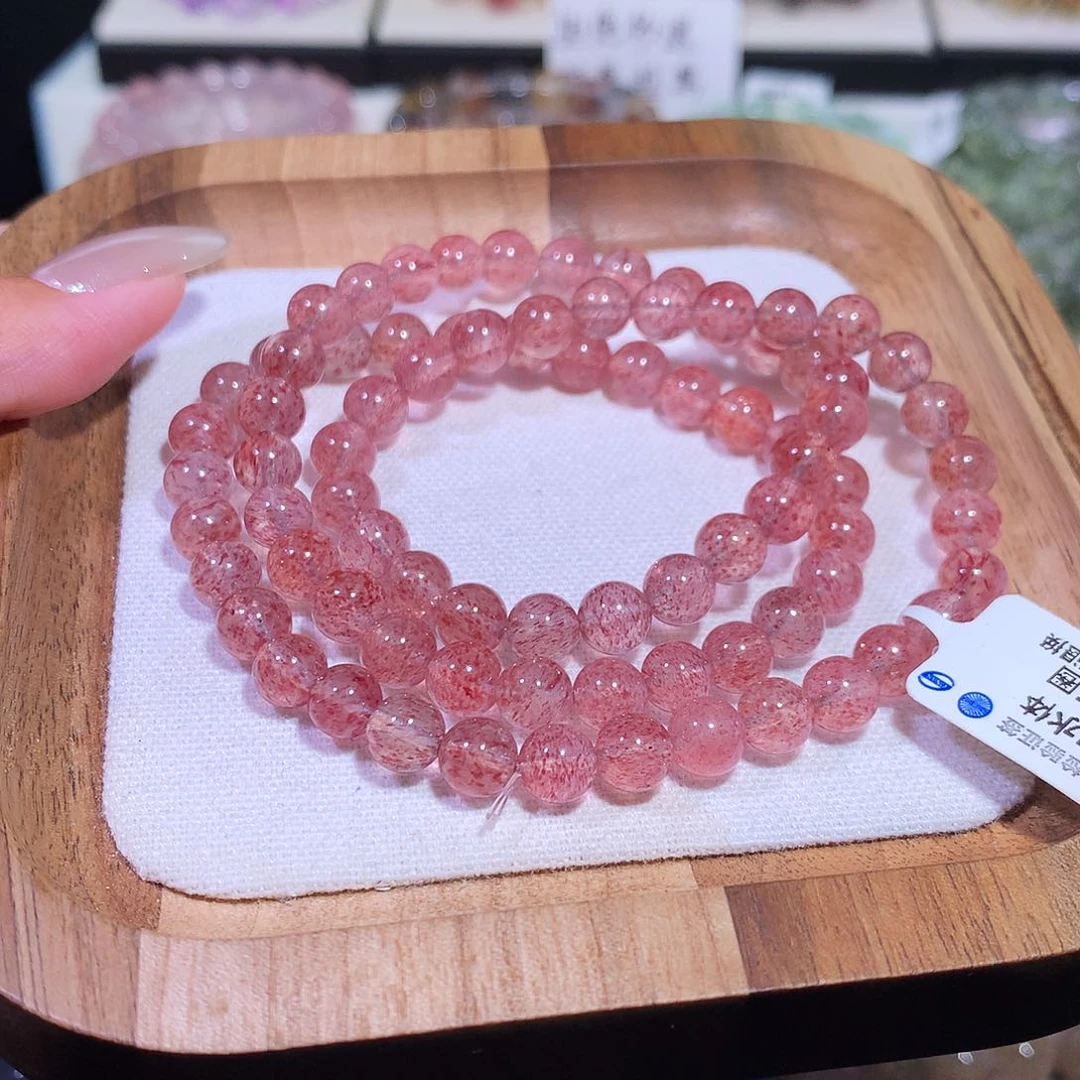 未镶嵌手链水晶（7m带大花瓣白水体草莓晶