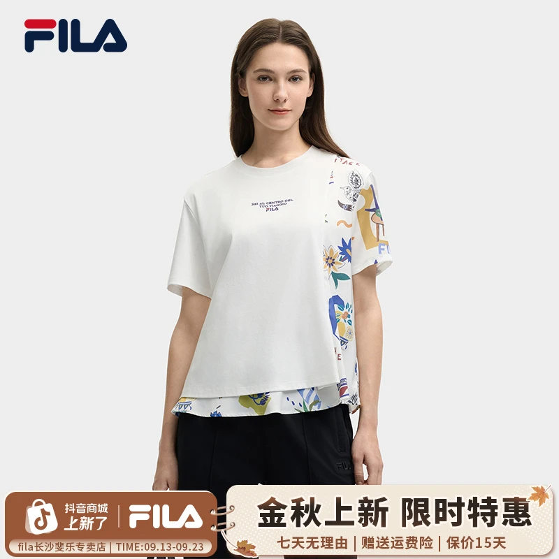 FILA斐乐女款运动舒适休闲夏季针织短袖衫F11W528105F