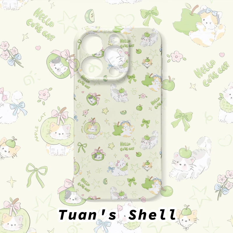 青苹果猫咪菲林软壳适用苹果VIVO华为OPPO小米简约ins风手机壳