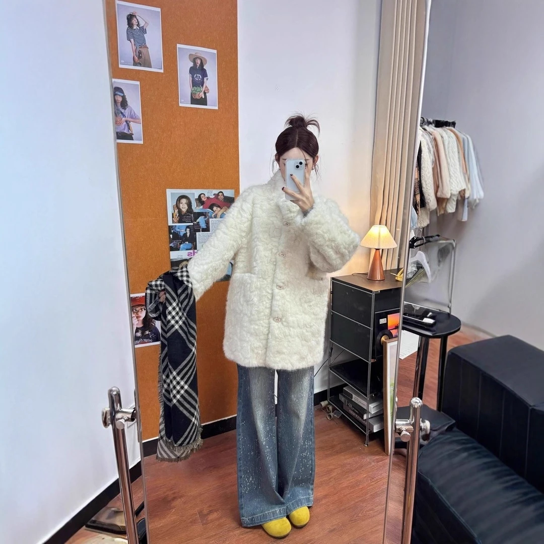 人造皮草 【陨石冰川】高质量版皮毛一慵懒风中长款厚款外套大衣女