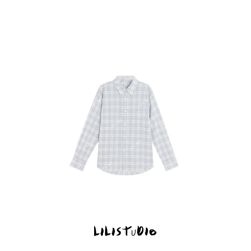 「雪霁雅格」不理理夏季新款小众女装时尚清新格纹百搭休闲衬衫