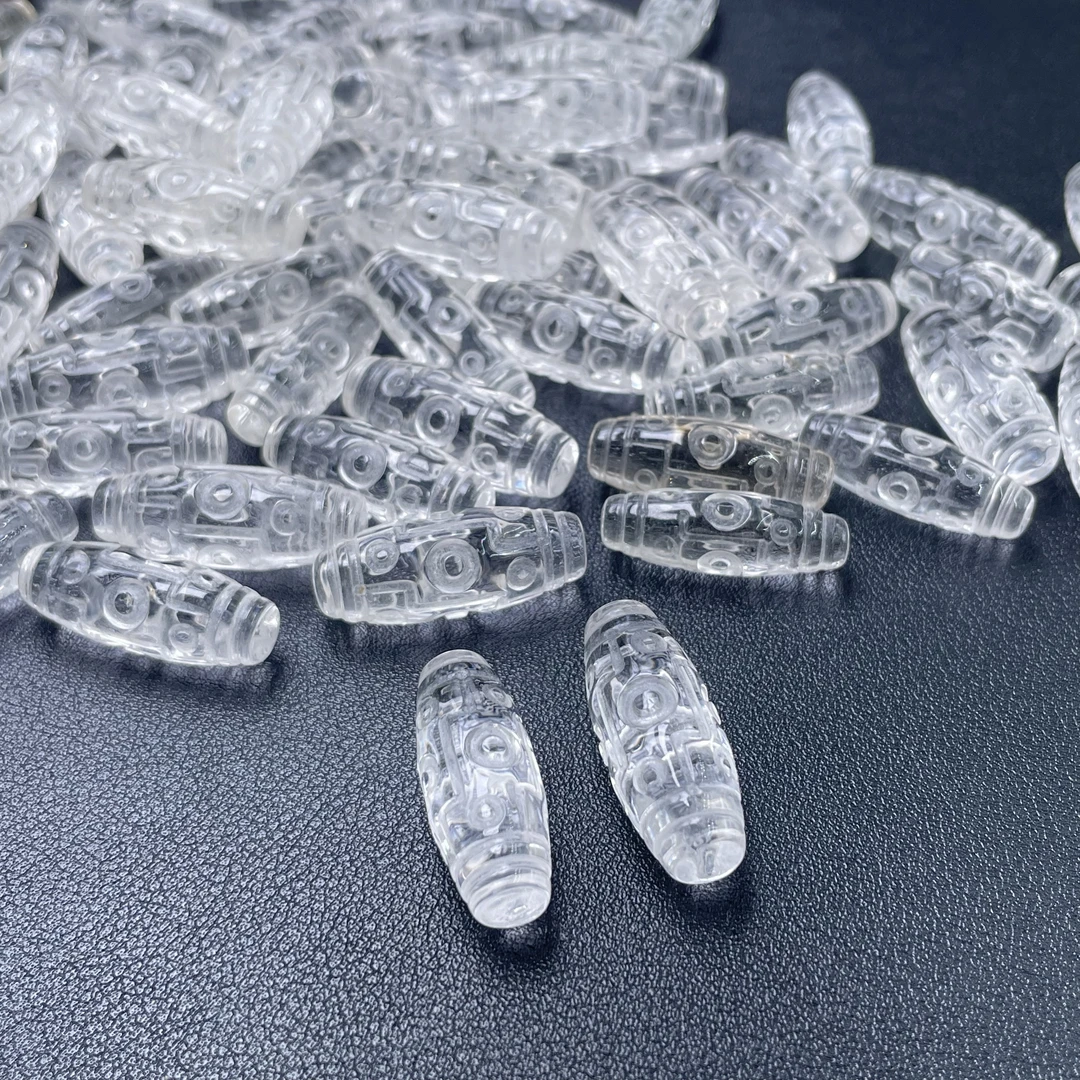 「戴琴珠宝」DQ3196-白水晶九眼通孔桶珠配件（多样性发其一）