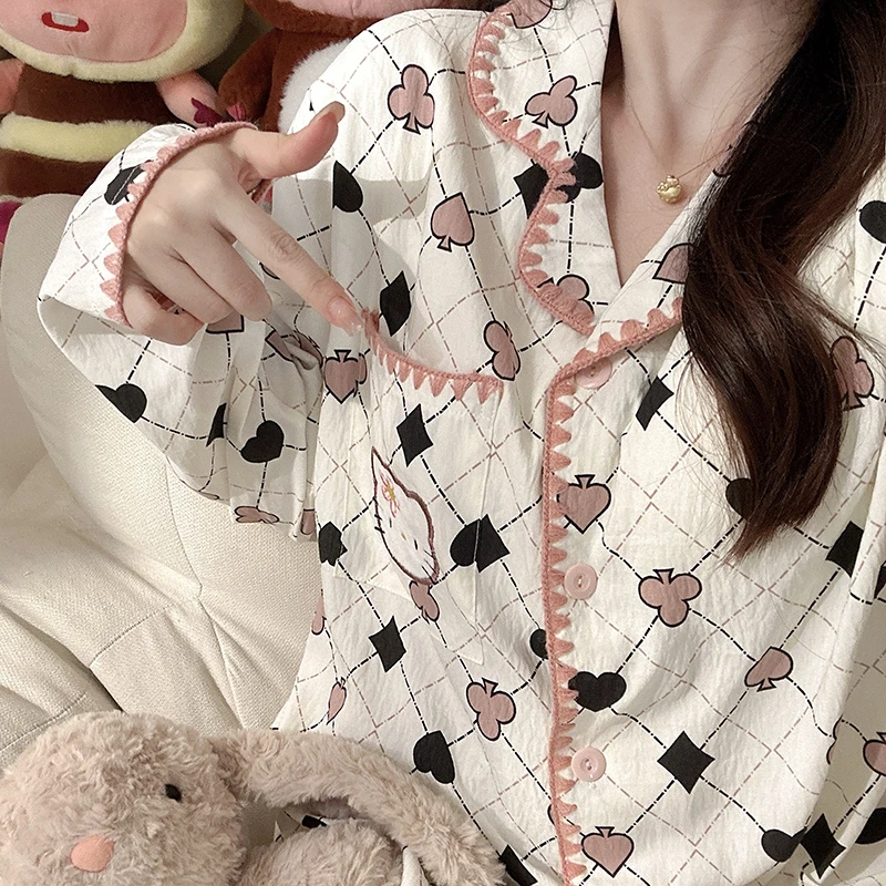 黑桃kitty2025年新款睡衣女春秋季泡泡棉可爱带胸垫长袖家居服夏