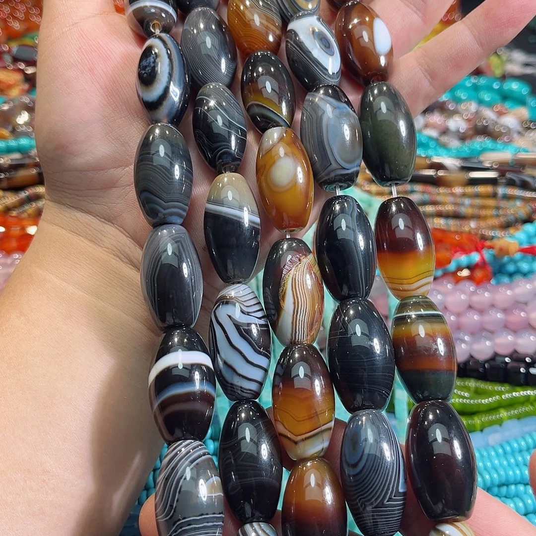 玛瑙/玉髓合金珠宝半成品波斯湾玛瑙天珠一条16x30mm10颗