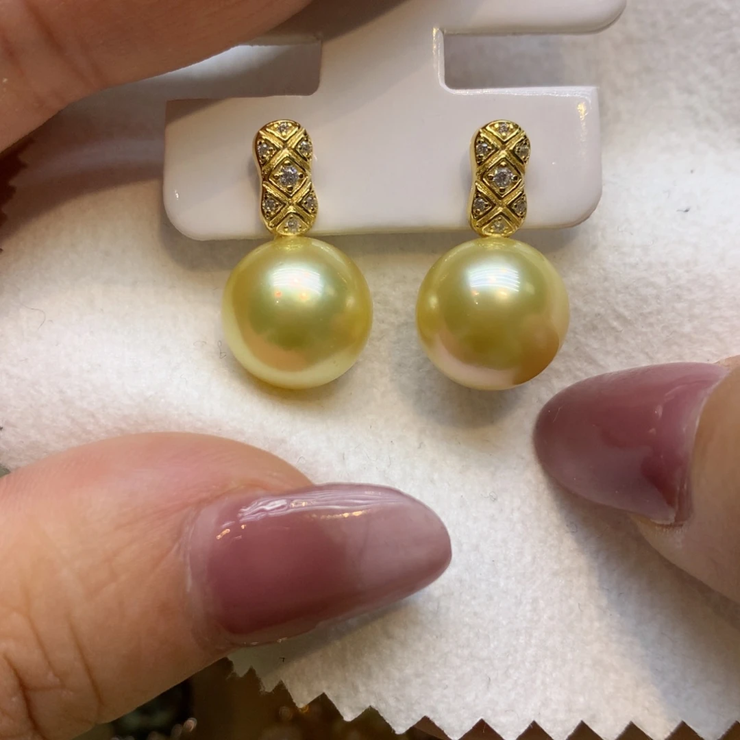 银S925镶嵌耳饰海水珍珠