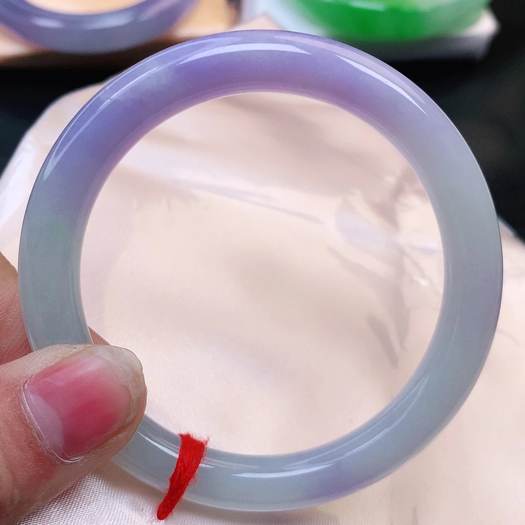 未镶嵌手镯翡翠A货翡翠紫罗兰圆条326号