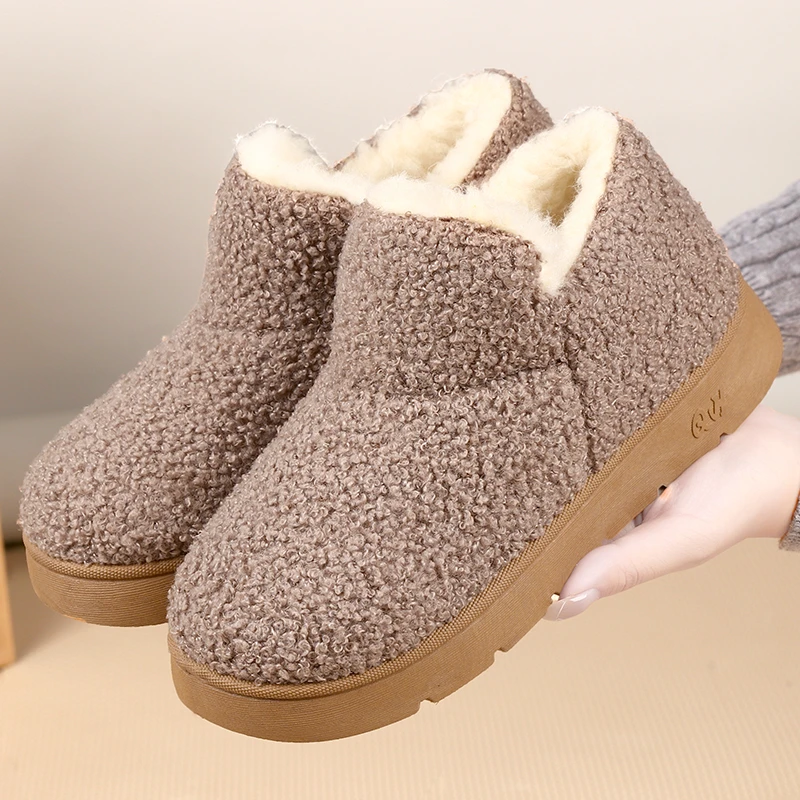 【升级版】加厚冬季雪地靴一脚蹬棉鞋短筒厚底靴子保暖套筒妈妈鞋