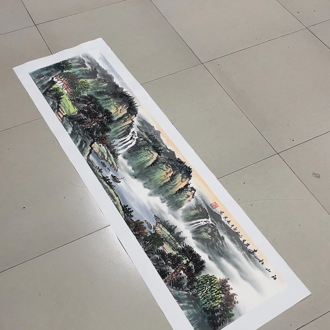 国画四尺对开138.35画芯 捡漏