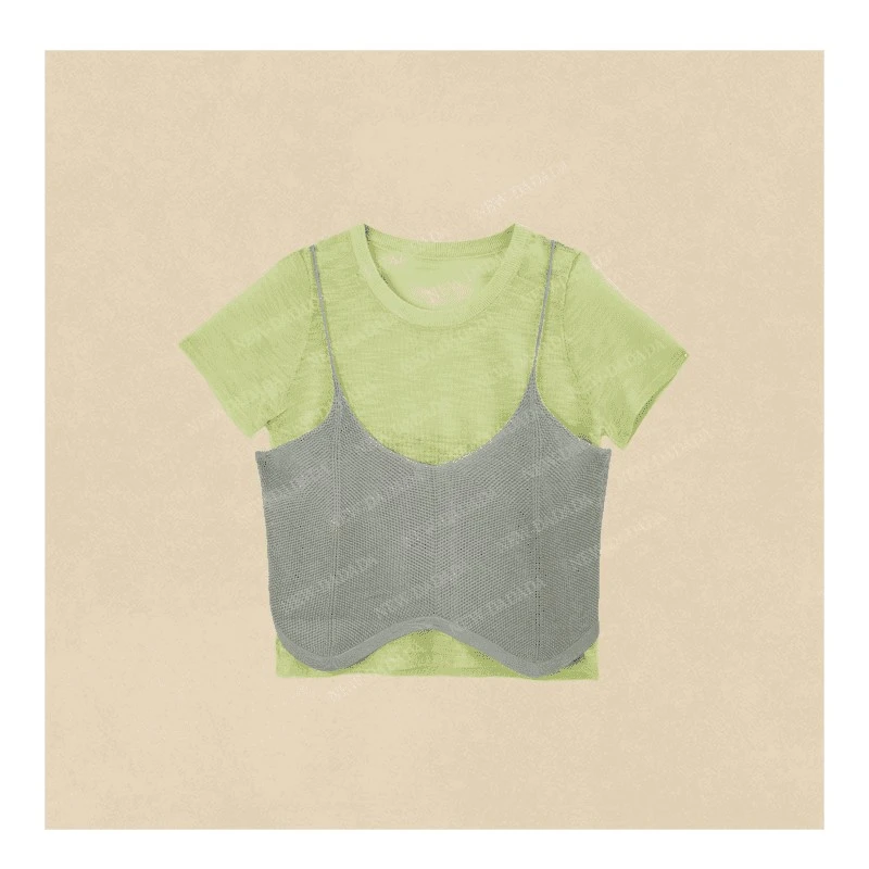 【花蜜旋律】时尚休闲修身气质上衣两件套