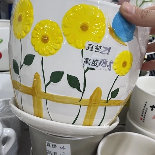 多肉绿植陶瓷花盆9.9包邮，有孔