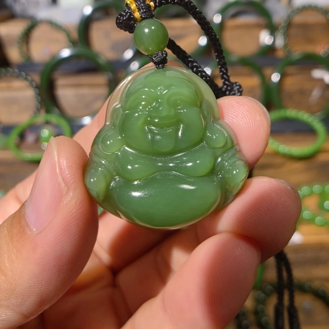 【闪购商品】吊坠(不含链)未镶嵌和田玉俄料阳绿佛公 30.6/9.6