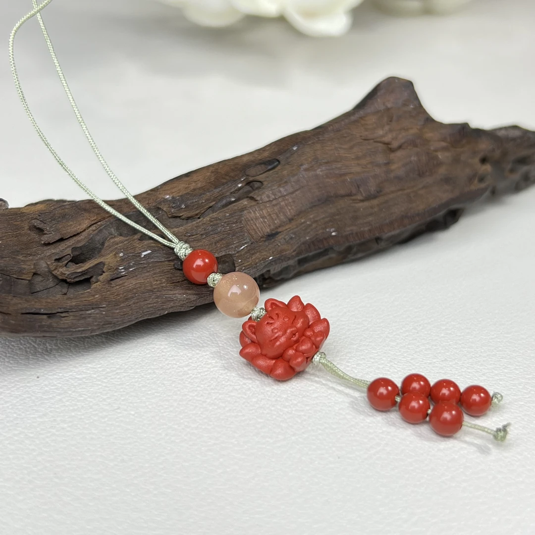 含辰砂工艺品【铭记珠宝】朱砂挂件3-2DM125H308【多样性发一件】