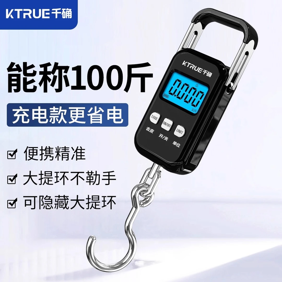 千确高精度电子秤便携式家用小秤充电手提秤弹簧克重电子秤精准秤