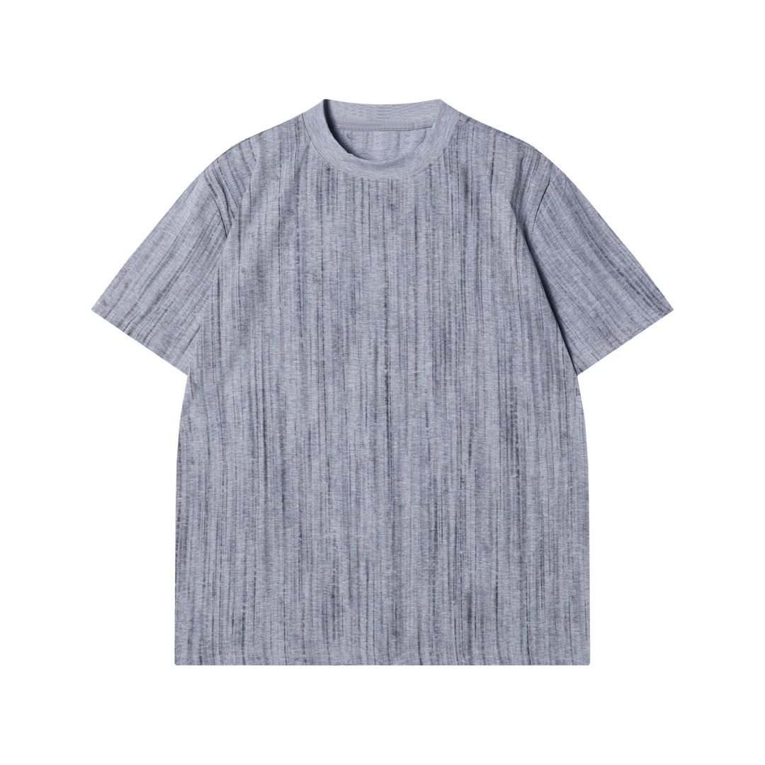 夏季高级感新款韩版简约晕染扎染圆领短袖T恤百搭休闲套头上衣