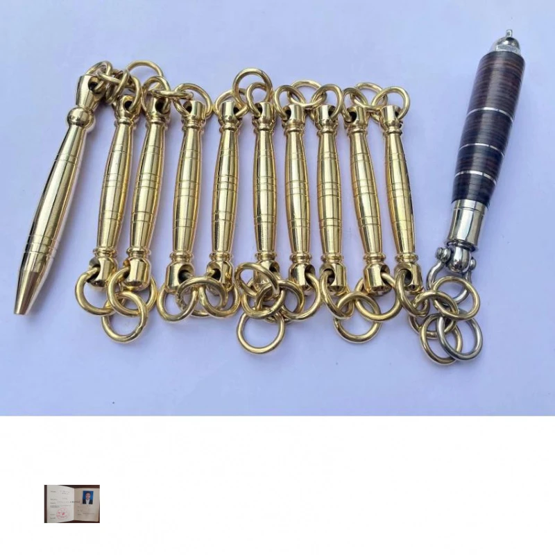 新款黑檀木牛皮把手不锈钢九节鞭、黄铜九节鞭武术表演健身训练